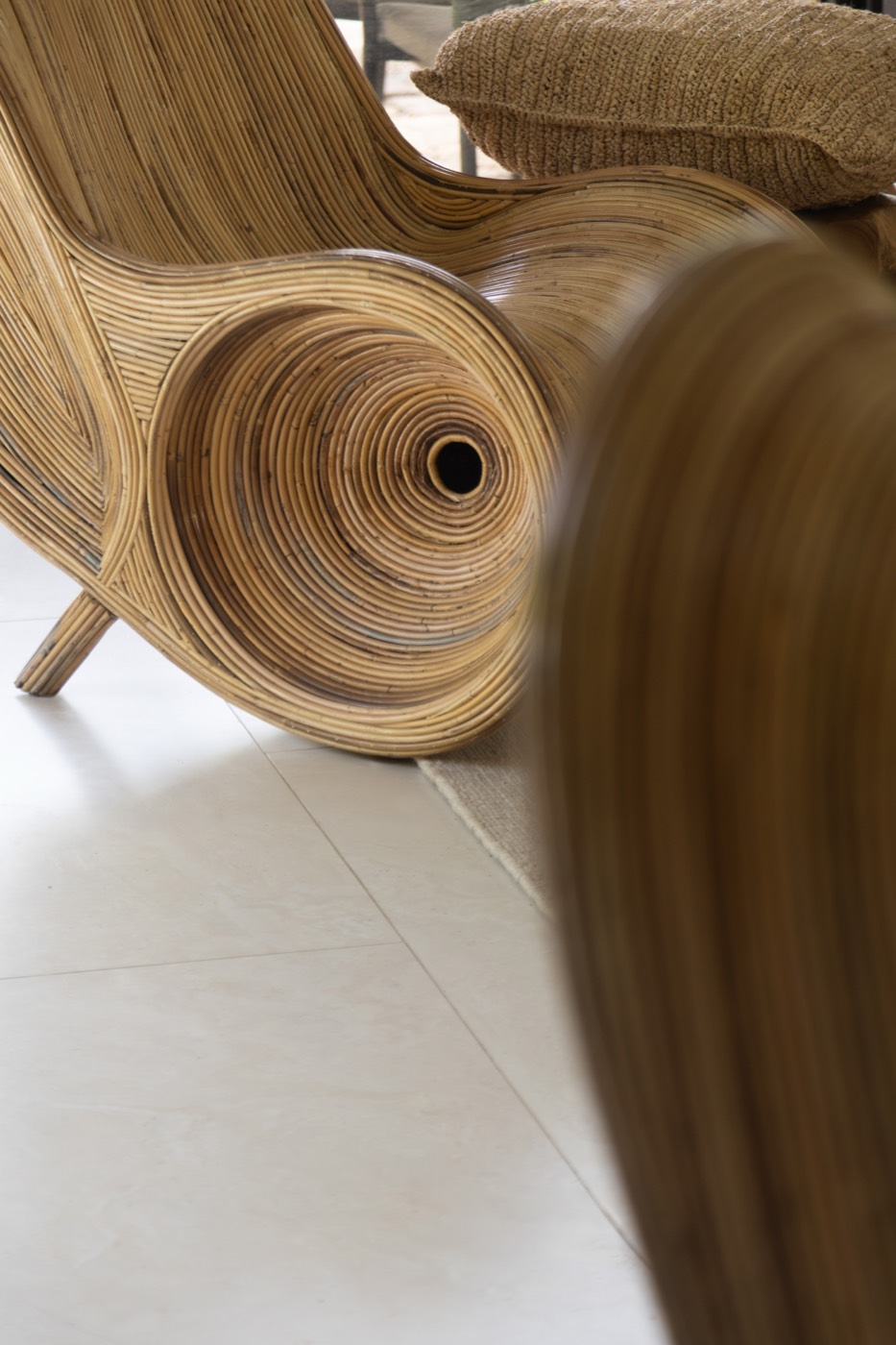 Espiral de ratán, detalle de mobiliario